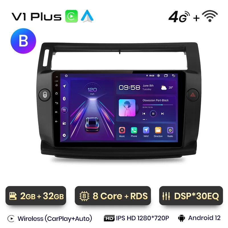 Android Auto Radio Carplay Citroen C4 2004 - 2009