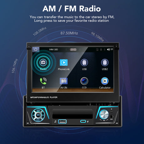 Radio UNIVERSAL 1 DIN ANDROID AUTO CARPLAY 7 PULGADAS - RProjekt