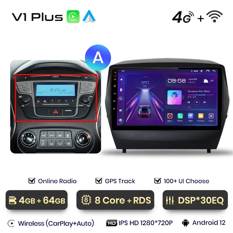 Android Auto Radio Carplay Hyundai Tucson 2 IX35 2009 - 2015