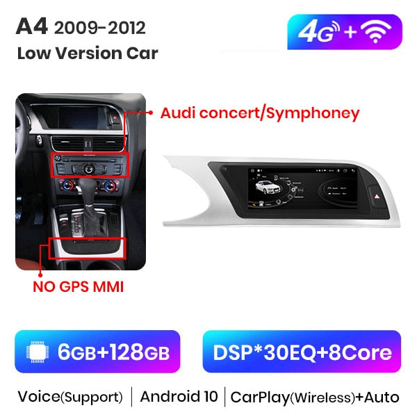 Touch Screen radio Android Auto Carplay Audi A4 B8 2009 - 2016 – RProjekt