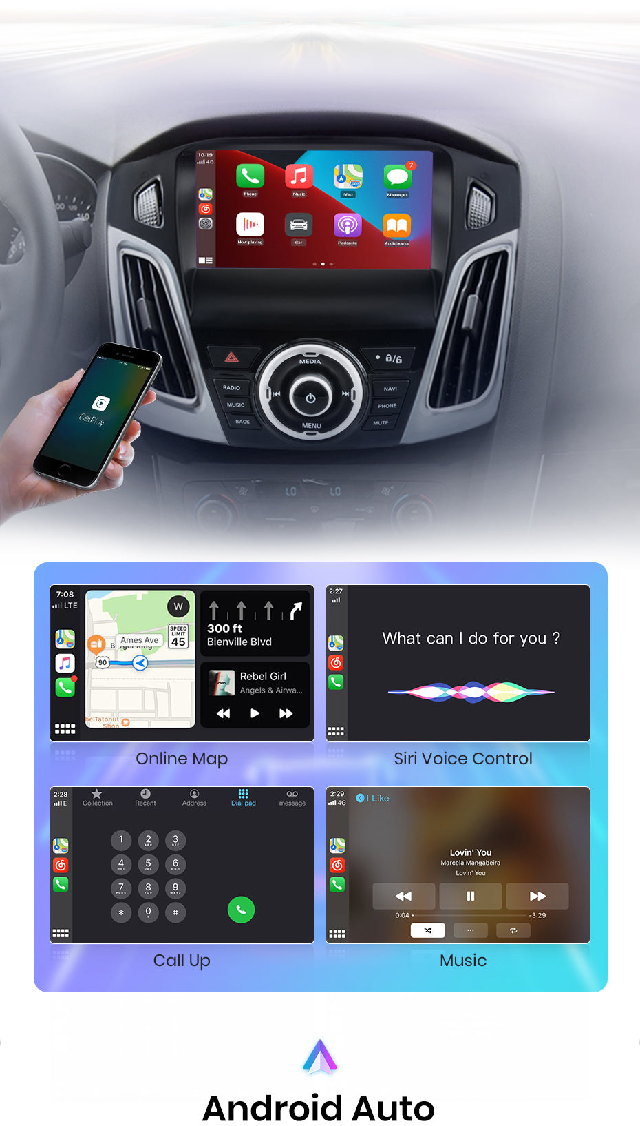 Pantalla Táctil radio Android Auto Carplay Ford Focus 3 MK3 2011 - 2019 –  RProjekt