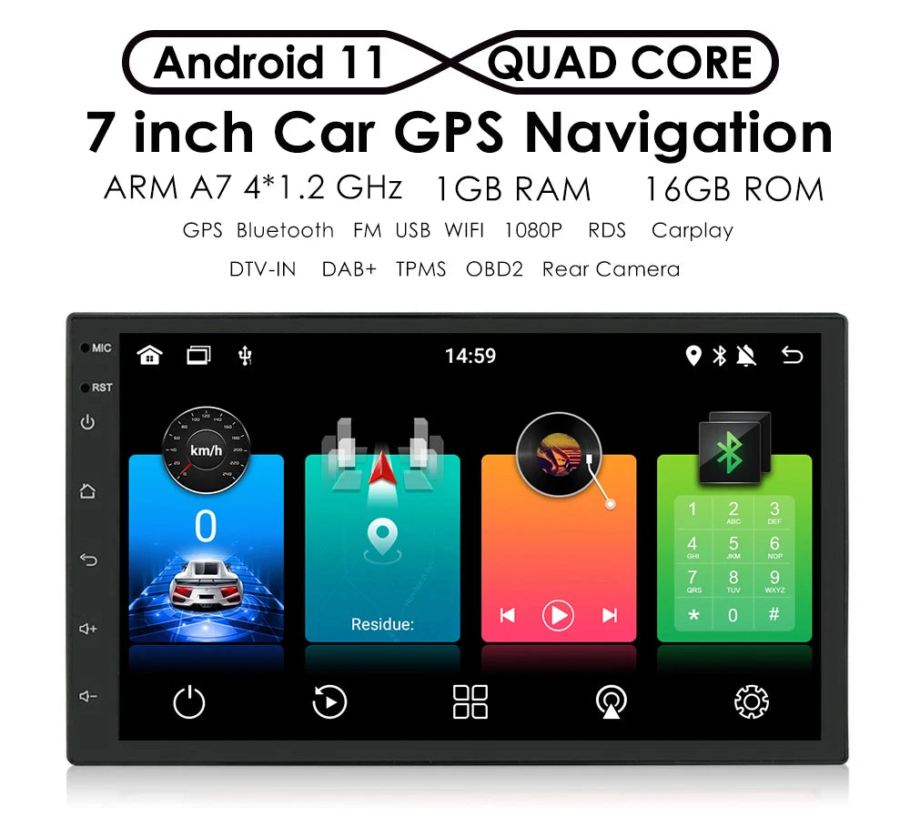Android Radio 7inch Touch Screen Android Auto radio Carplay 7 Inch universal – RProjekt