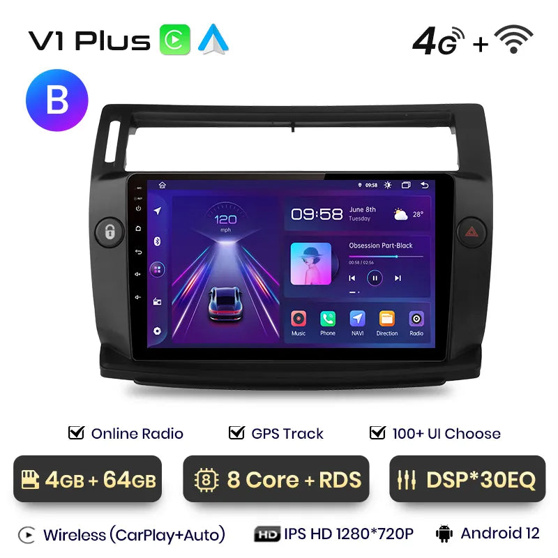 Android Autoradio Carplay Citroen C4 2004 - 2009