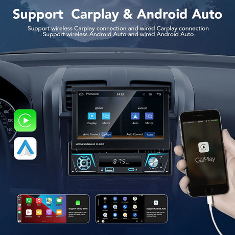 Radio UNIVERSAL 1 DIN ANDROID AUTO CARPLAY 7 PULGADAS - RProjekt