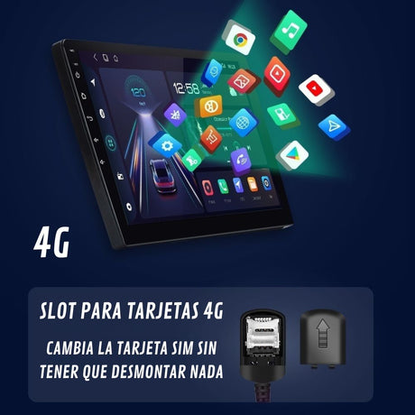 pantalla peugeot 407 con sistema operativo android apple carplay android auto 9 pulgadas HD bluetooth wifi red 4G mirror link play store google maps spotify waze