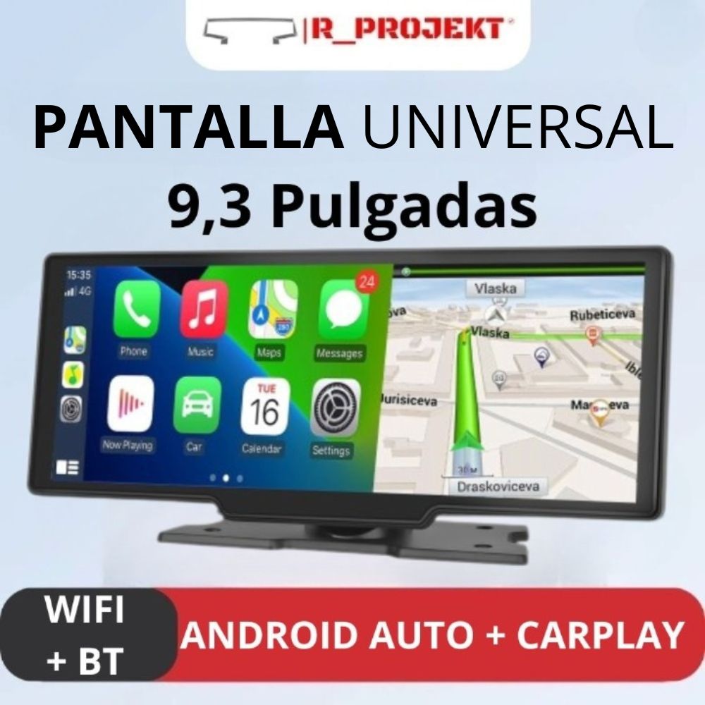 Pantalla Coche Universal Android Auto & Carplay 9 pulgadas