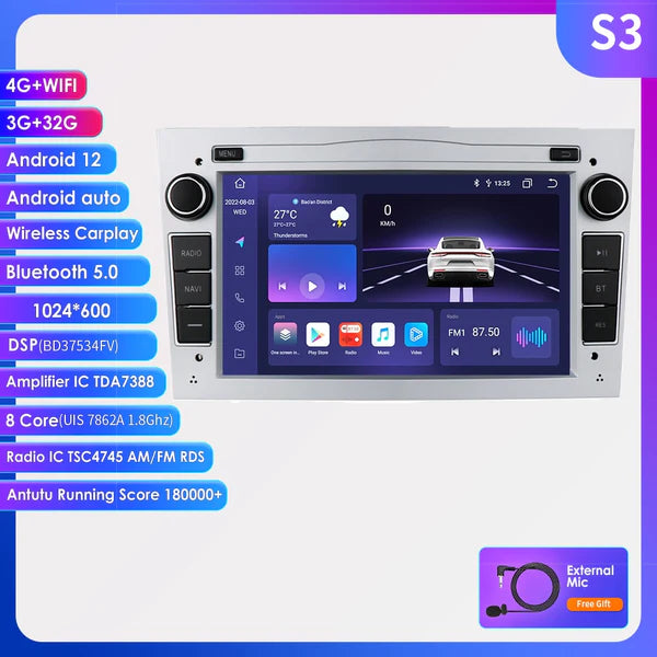 Touch Screen radio Android Auto Carplay Opel Astra H Corsa D